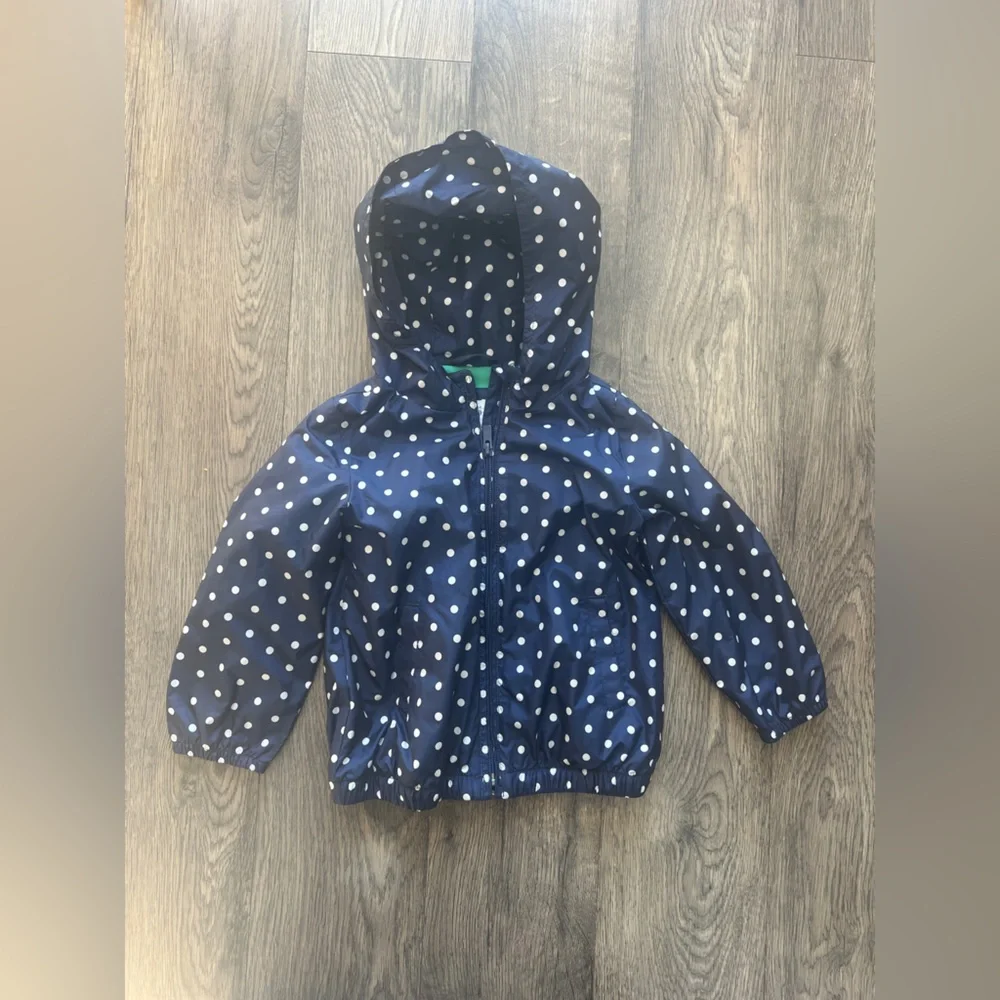 Gap Rain Jacket - Size 4T - Navy Blue with White Polka Dots